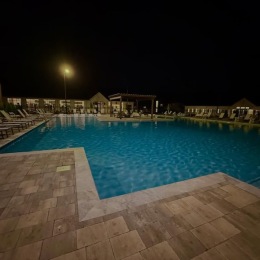 a swimming pool at night