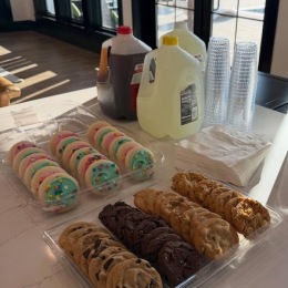 food and drinks on a table