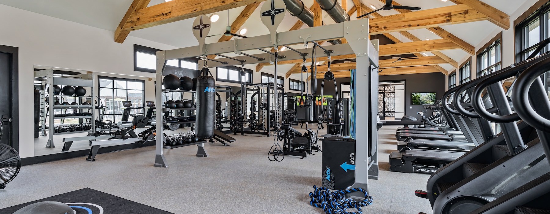 a gym with exercise equipment