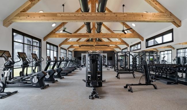 a gym with exercise equipment